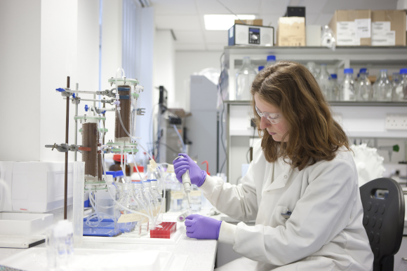 Scientist working on sediment column