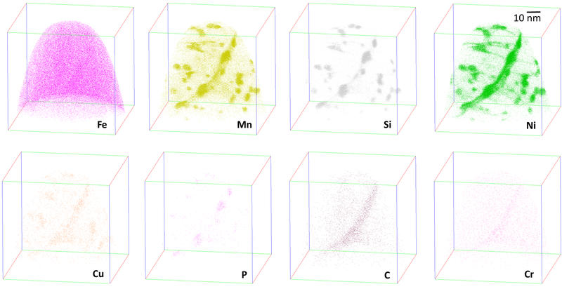 Atom Probe Tomography analysis of an ion-irradiated steel